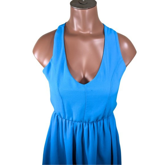 Nordstrom Dee Elle XS Aqua Blue Backless Sleeveless V-Neck Lined Dress - Picture 2 of 11